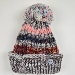 H.O.P.E Knit PomPom Fleece Lined Beanie Hat Ski Cuff Cap Women's OS